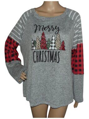 Magical Season Merry Christmas Shirt Womens XL gray heather red buffalo plaid
